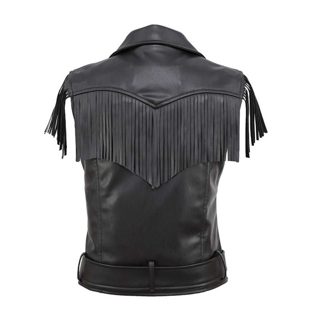 Women Vest PU Leather Short Vest Slim Fit Cool Handsome